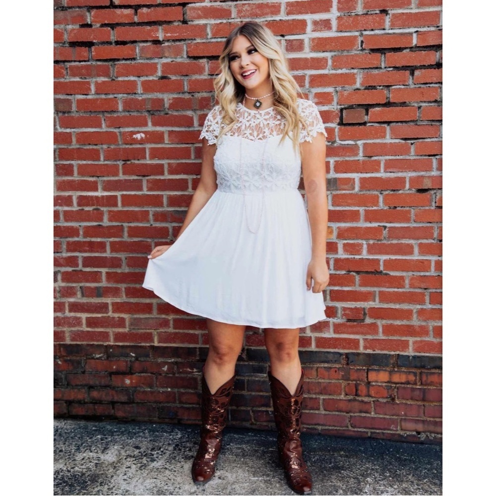 Southern Fried Chics Summer Nights Crochet Lace Gauzy Dress Bridal White Sz XXL